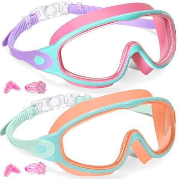 IC Water Space 2-pack simglasögon för barn Pojkar Flickor 3-15, Bred syn Anti-imma UV-skydd och Vattentät