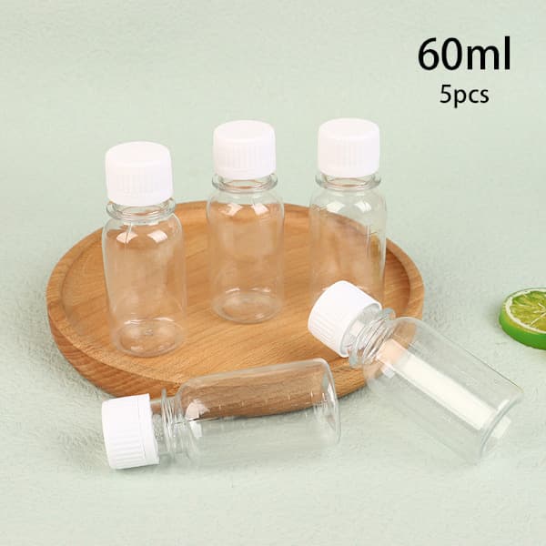 5 st 60 ml små plastflaskor ingefära shotflaskor med lock M