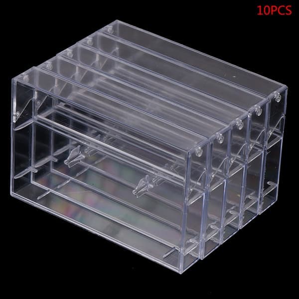 10 st inspelningsbara tomma kassettbandfodral o förvaringslåda transparent D