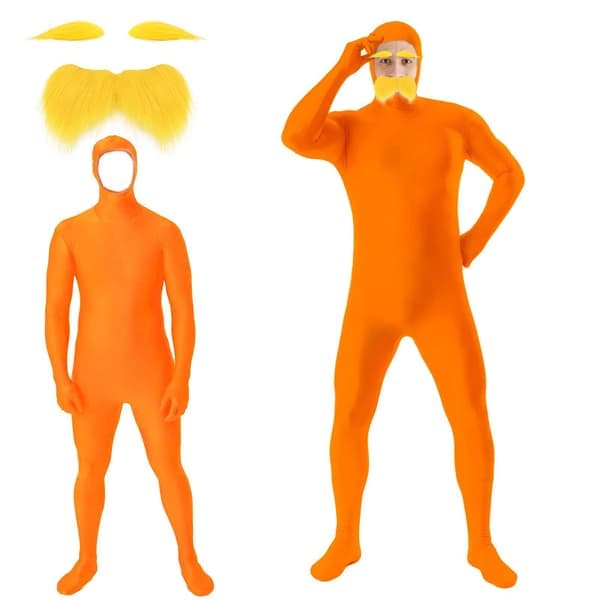 Mandarinkostym Tillbehör Öppet Ansikte Helkroppsdräkter Gul Mustasch och Ögonbryn för Världsbokdagen Halloween Cosplay-FF-