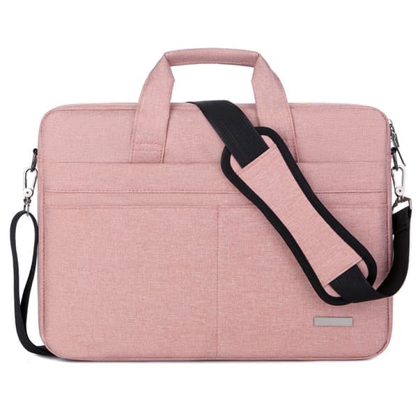 Laptopväska, 15,6 tum, vattentät, stöttålig, notebook axelväska, med axelrem och dolt handtag, rosa-XF4-