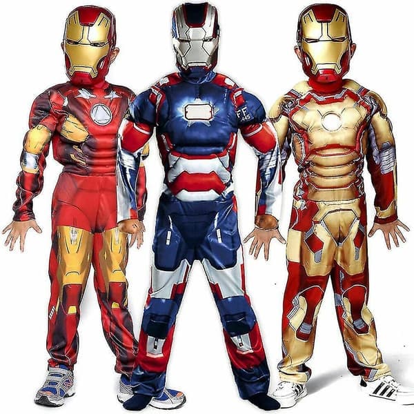 Barn Pojkar Deluxe Iron Man Cosplay Kostym Röd Guld