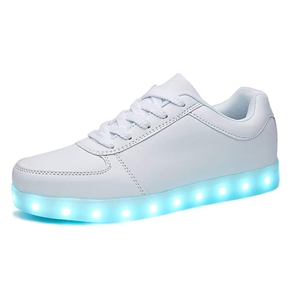 USB-uppladdningsbara lysande skor Sport LED-skor Danssneakers Vita White-FF-