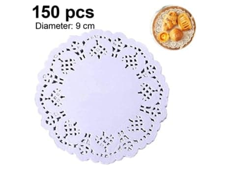 Förpackning med 150 runda pappersservetter, bordstabletter för bröllopsbord, fester, 9 cm