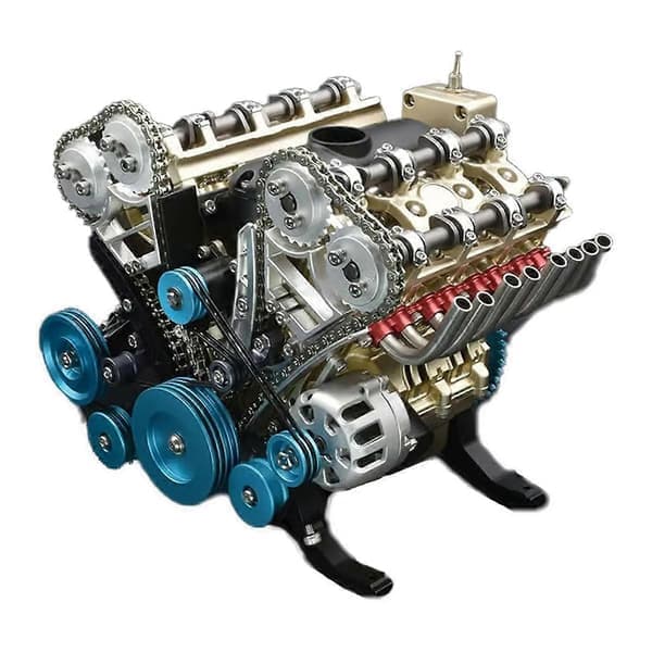 Modellmotorkit för vuxna, 8-cylindrig metallbilmotormodellkit, DIY-monteringskit för bilmotor i harts