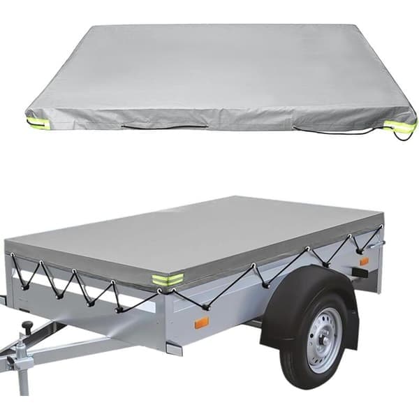 Platt släpvagnspresenning, 208 x 114 x 13 cm, dammtät, lämplig för 750 kg släpvagn, grå