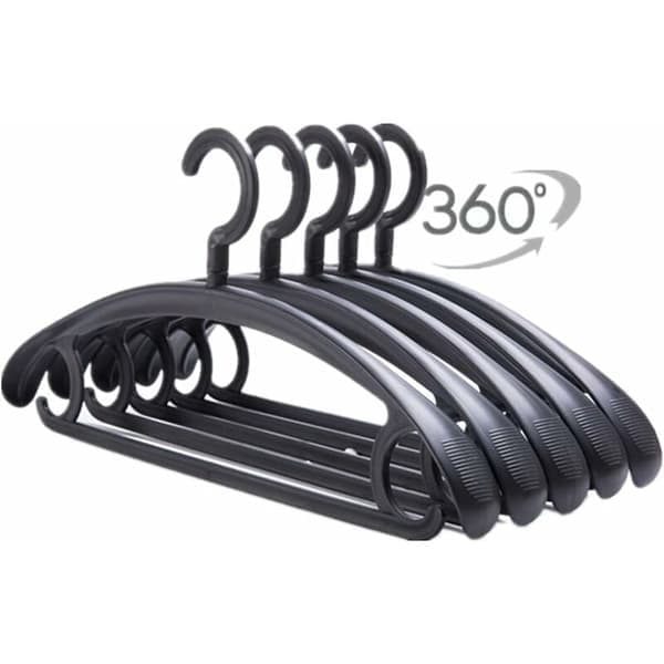10-pack kraftiga plastgalgar 25lb kapacitet vridbar krok klädhängare bred axel halkfri tjock klädhängare svart