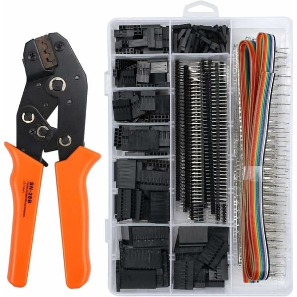 Dupont Krympverktygssats med 1550 st Hane/Hona-kontakter, 2,54 mm 3,96 mm, 28-18 AWG 0,25-1,5 mm², Modulär Isolerad Spärrkrymptång