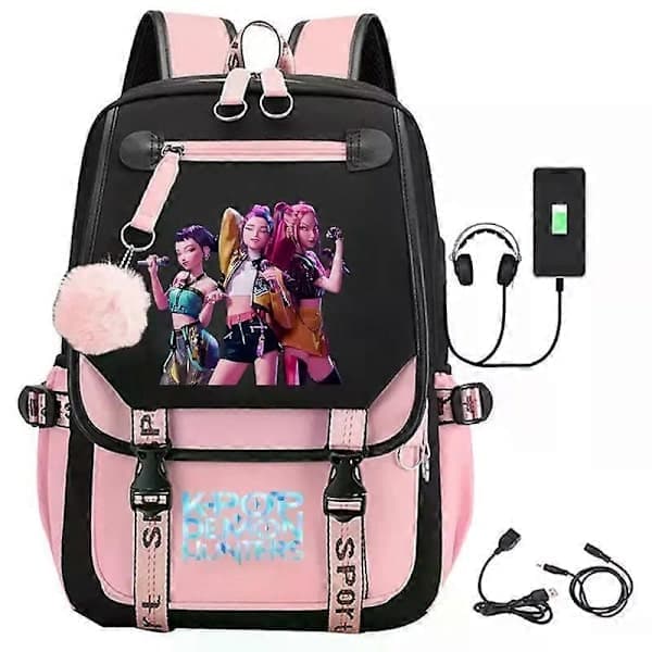 K-Pop Demon Hunters Anime Skolryggsäck Söt Tecknad Väska för Studenter[YJD] C