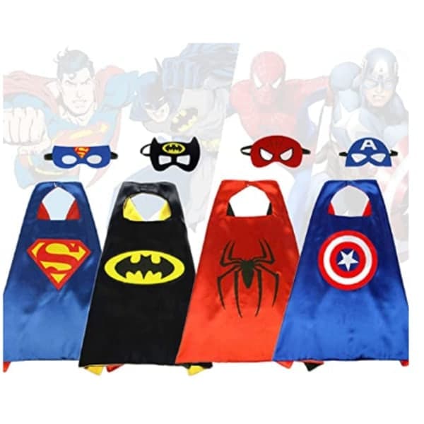 Superhjälte Cosplay Kappor + ögonmask för barn Halloween kostym Röd spiderman Kappa + ögonmask