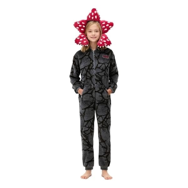 Stranger Things Köttätande Växt Onesie Pyjamas, Vinter Flanell Mysiga Familj Par Sovkläder, Söt Rollspelsdräkt Svart 150cm 150cm