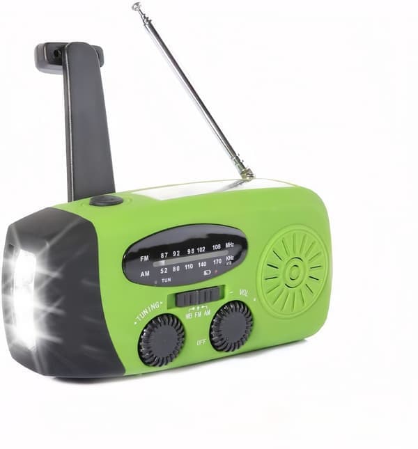 Påskerbjudanden! Högkvalitativ Vevradio med Solceller, Ficklampa och 2000mAh Powerbank SOS Nödsituation - grön 300