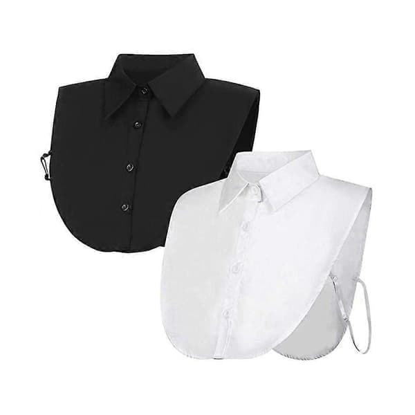 2 stycken Kraginsats för Kvinnor, Falsk Krage Avtagbar Krage Halvskjorta Blus Kraginsats för Kvinnor (vit + svart)