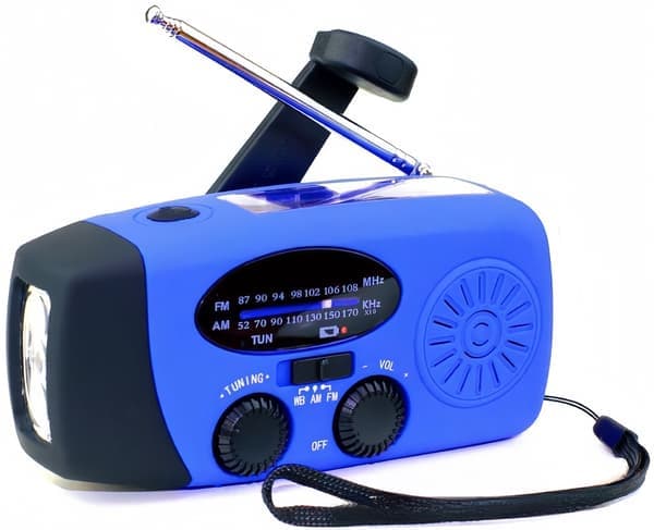 Påskerbjudanden! Högkvalitativ Vevradio med Solceller, Ficklampa och 2000mAh Powerbank SOS Nödsituation - blå 300