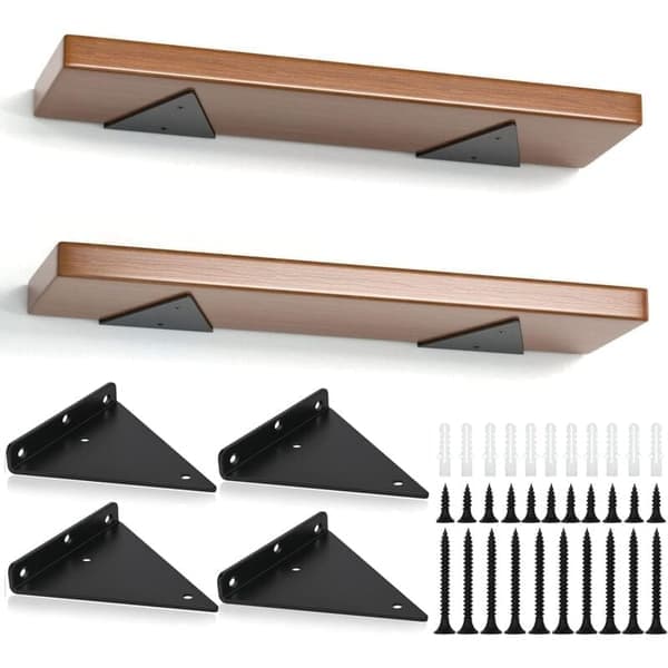 Paket Triangel Hyllkonsoler, 14cm Järn Flytande Hyllkonsoler, Metall Väggmonterade Hyllkonsoler för DIY Öppen Hylla Ikodm