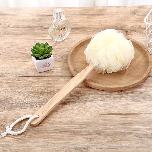 Långhandtag Loofah Ryggskrubb Duschsvamp Borste Kroppsrygg Exfolierande Skrubb för Män Kvinnor 35*13cm