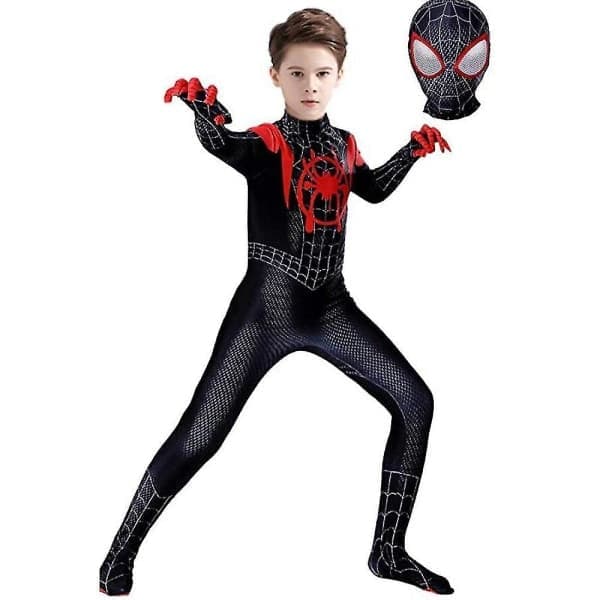 Barn Miles Morales Kostym Spider-Man Cosplay Halloween Set zy 120cm yz 150cm 150cm