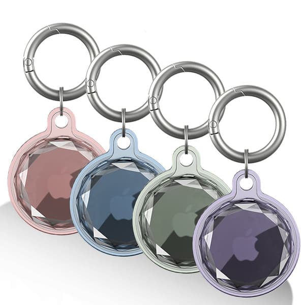 Vattentät Airtag-hållare, 4-pack Airtag-nyckelring, AirTag-fodral för hundhalsband, bagage, nycklar, fullständigt repskydd (4 färger)