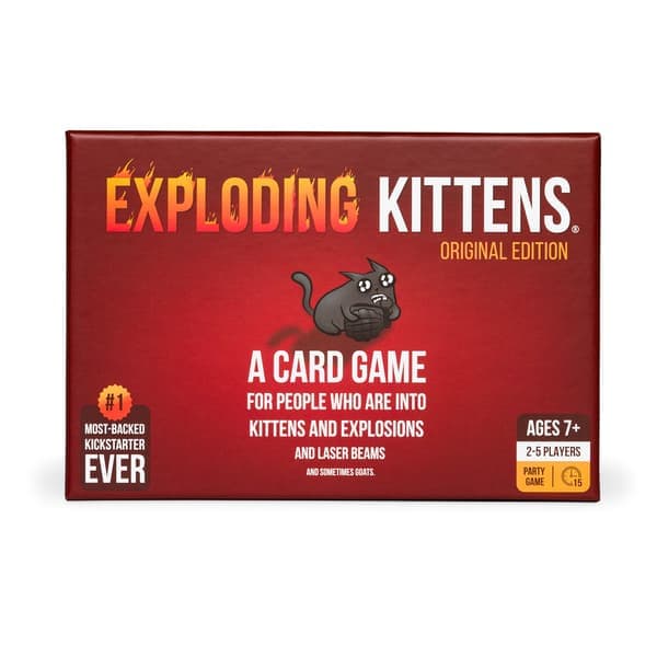 Exploding Kittens Original Edition - Ett roligt spel för familjekvällar - Roliga kortspel för åldrarna 7 år och uppåt - 2-5 spelare - 15