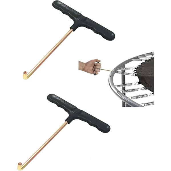 Verktyg för att dra trampolinfjädrar, T-krok med bekvämt handtag för enkel fjäderinstallation, hållbar konstruktion i stål och plast, 2-pack