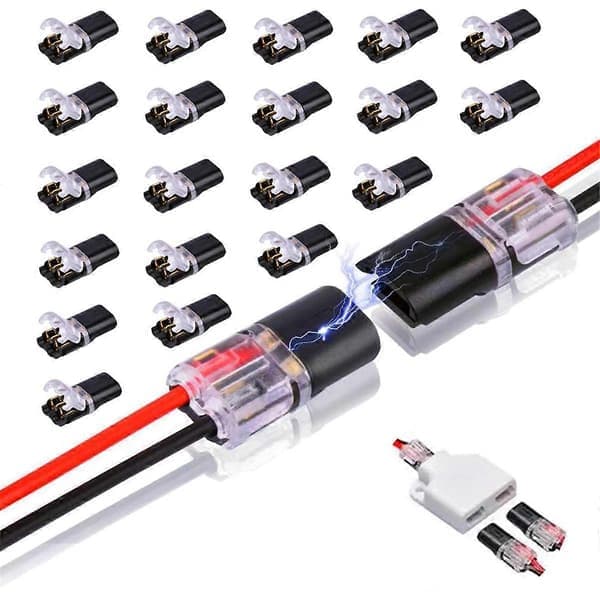 20 st dubbeltråds plug-in-kontakt, pluggbar 2-stifts 2-vägs LED-trådanslutning, med låsspänne snabbtrådanslutning [HK]