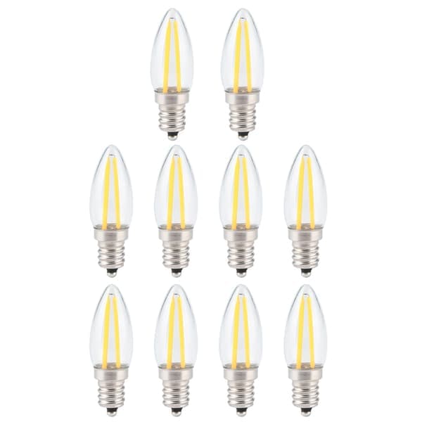 10 st E12 Långa Glödtråds LED-lampor Dimbara 1,5W AC110V för Hembelysning