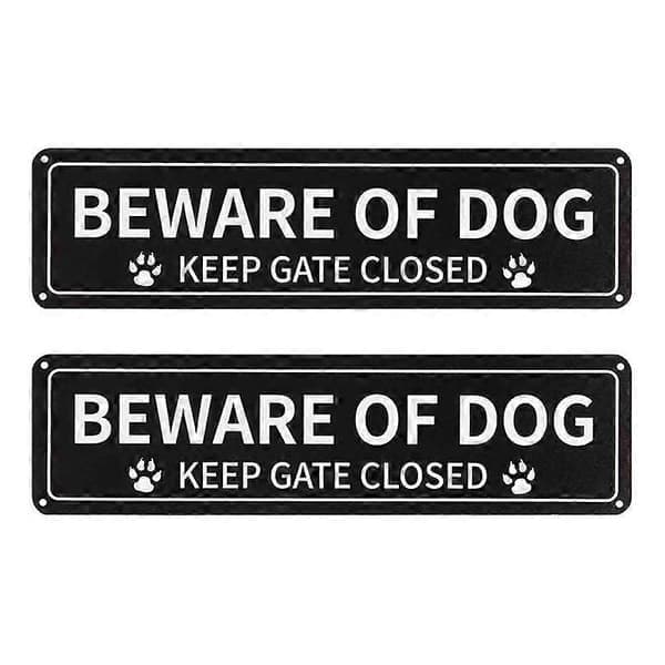 2-pack Varning för Hund Skylt, 30x7.6 cm Rostfritt 0.1 cm Aluminiumskylt, Reflekterande, Blekningsbeständig, UV-skyddad [qb]