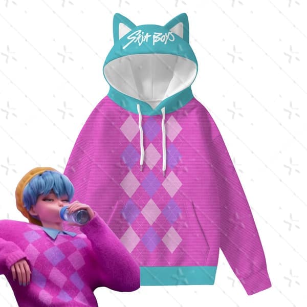 Demon Hunters Kattöron Hoodie | K-pop Anime Cosplay Tröja*