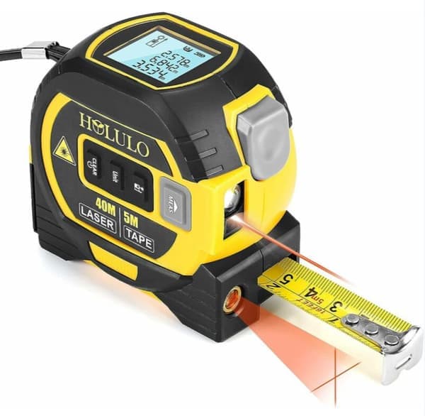 3-i-1 Digital Lasermätare med Korshårslaser, 131ft Digital Laseravståndsmätare, 16ft Måttband,