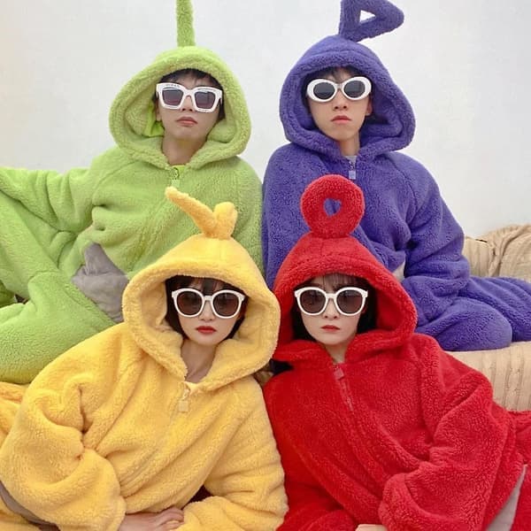 Unisex Teletubbies Kostymer Disi Onesies Lala Cosplay Pyjamas Vuxen Pyjamas Djursovkläder Jumpsuit