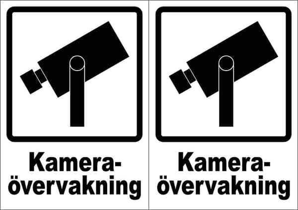 2-Pack - Kamera Övervakning - Skylt (A5)
