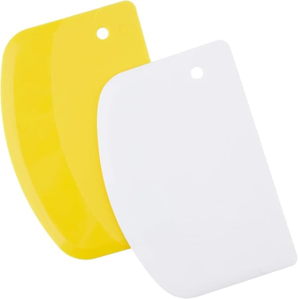 2 st 13,5x9cm Degskrapa Plast Konditoriskrapa Skålskrapa Deg Brödskärare för Kakdekoration Bakning (Gul, Vit)
