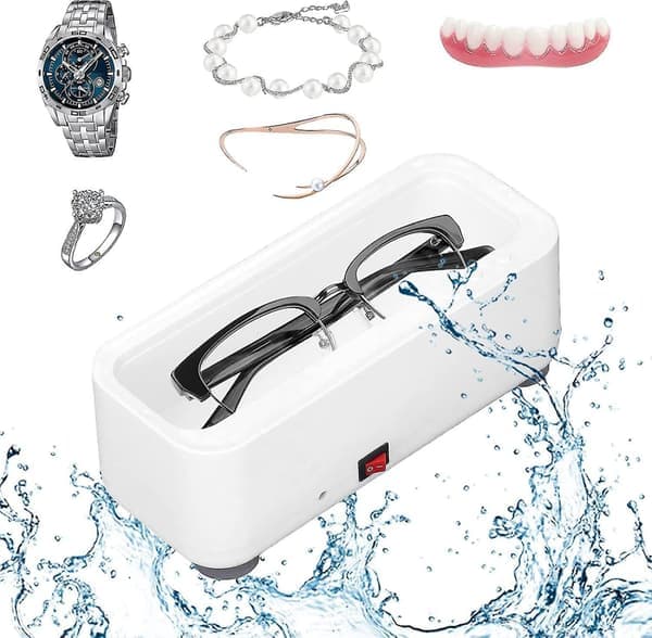Glasögonrengöringsmaskin, 45khz 360 roterande rengörare med USB brusreducering bärbar smyckesglasögonrengörare rengöring för elektronik