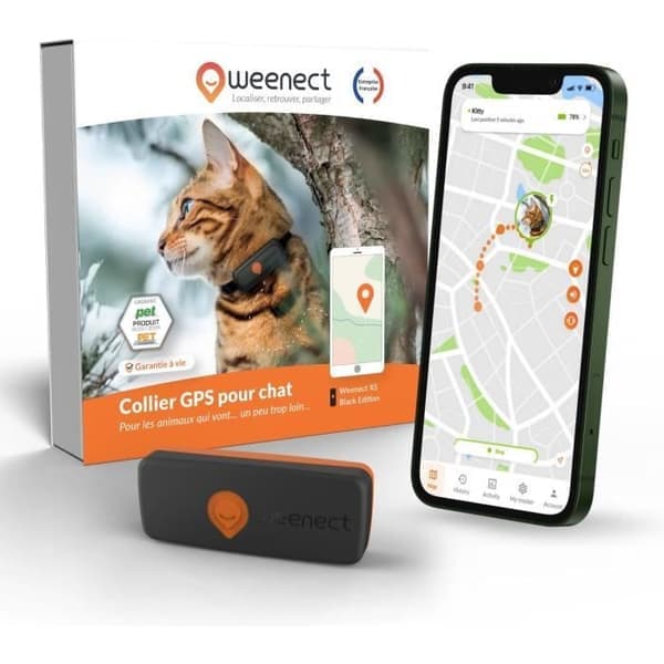 GPS Tracker för chatt - Weenect XS (Black Edition 2023)