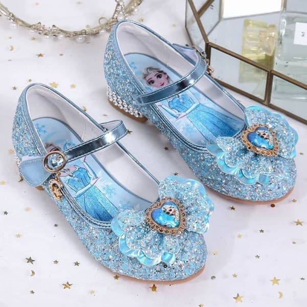 Elsa prinsesskor barn flicka med paljetter blå 19cm / storlek {KDO}