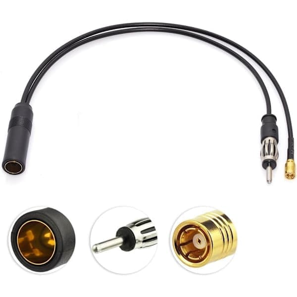 DAB-splitter DAB-antennkabel SMB-antennsplitter Din-hona till Din-hane + SMB-kabel Bilradio RG174 30cm för AM/FM DAB+ Radio Pioneer