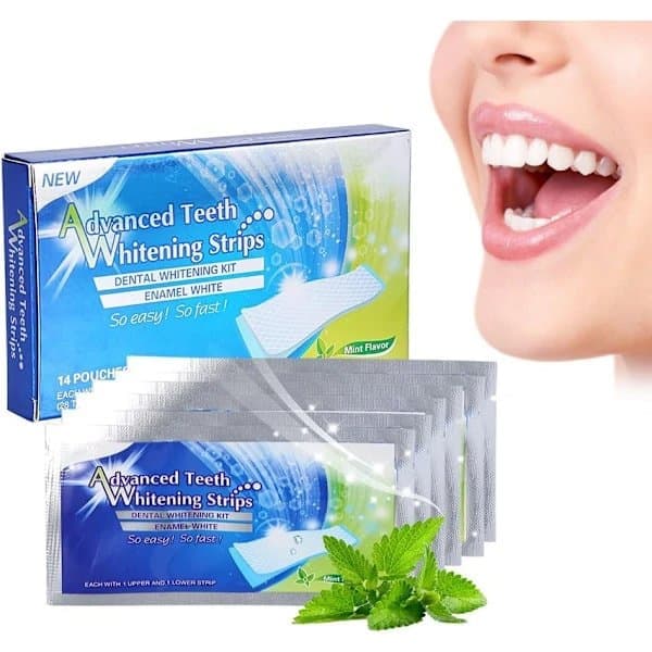 3D White Teeth Whitening Strips, 14 Pieces – Deep Stain Removal, Whitens Teeth, Suitable for Family Travel, Effective and Gentle Teeth Whitener
