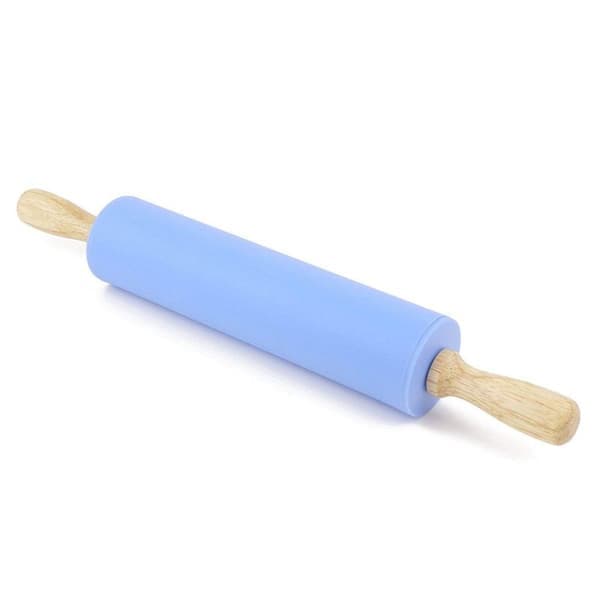 Silikonkavel med non-stick yta och trähandtag (blå)