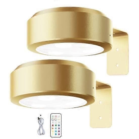 Väggmonterad Trådlös Bildlampa med Fjärrkontroll Dimbar Batteridriven Justerbar 13-Färgs RGB Målningslampa - Perfekt gyllene