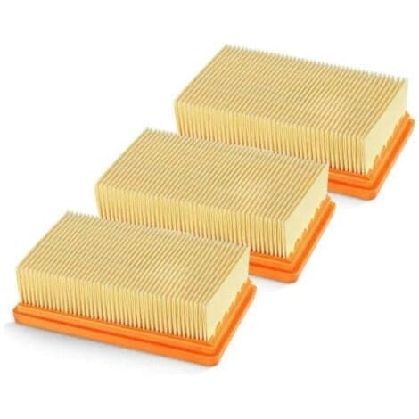 Kampanj 3-pack ersättnings platta veckade filter Kärcher MV4 MV5 MV6 WD4 WD5 WD6, WD4P WD5P WD6P Våt- och torrdammsugare - ersätter