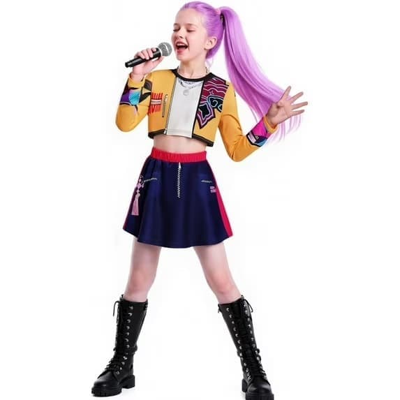 2025 Demon Hunter K-Pop Kostym | Halloween Outfit Kvinnor Barn Cosplay 110 cm