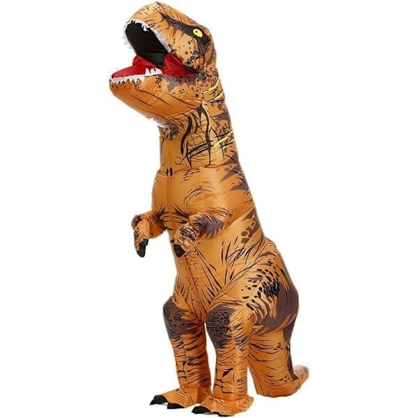 Påskerbjudande! Högkvalitativ uppblåsbar Tyrannosaurus Rex Dinosaurie Kostym Halloween Vuxen Maskerad Kostym (Brun) Barn One Size (120-150cm)