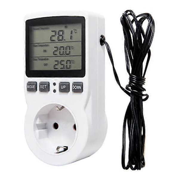 Digital Temperaturregulator Strömuttag EU-kontakt Termostat Med Timer Switch Sensor Sond Värme Kylningsversion