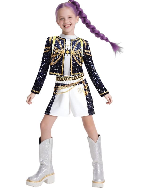 2025 Demon Hunter K-Pop Kostym | Halloween Outfit Kvinnor Barn Cosplay 110 cm