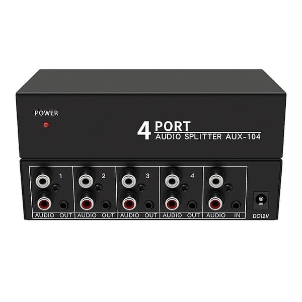 Ljudsplitter 1 in 4 ut Rca L/r Aux Stereo Ljudsplitter 1x4 Ljudfördelare för PC Dvd Speake