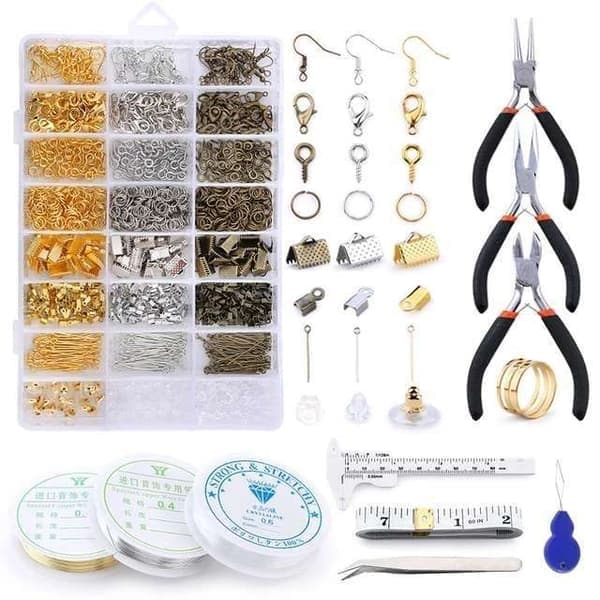 Mega Kit för Smyckestillverkning - Tänger, Tråd, Ringar - DIY