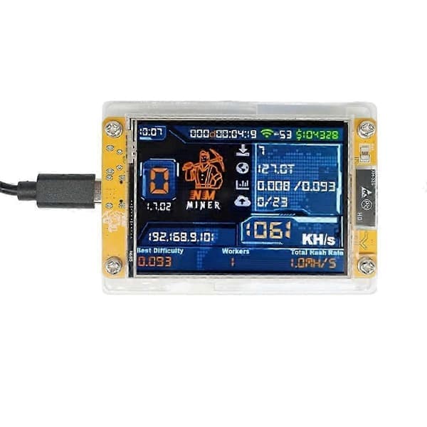 1060KH/S NMMiner NerdMiner Uppgraderad Harshrate 2.8 Tum Smart Display Bitcoin Crypto Solo Lottery Miner NerdMiner