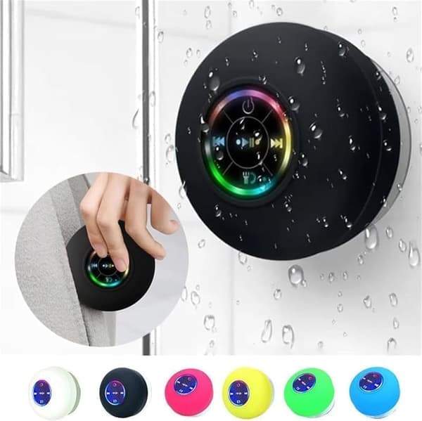 Portabel Trådlös Högtalare med Sugpropp, Mini Bluetooth Vattentät Högtalare med RGB LED