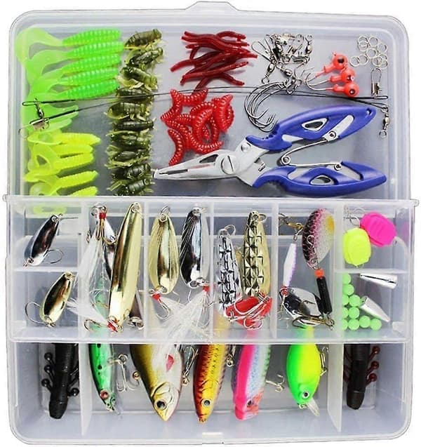 Fiskedrag, 120 Delar Fiskedrag Kit Tillbehör Konstgjorda Beten Fiskeartiklar Inklusive Tackelbox