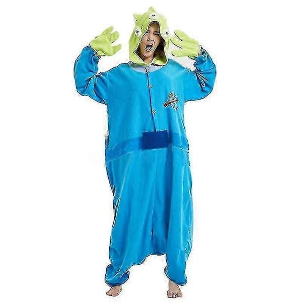Alien Onesie Tre Ögon Grön Herr Kigurumis Anime Pyjamas Unisex Festival Party Kostym Vuxen Hem Sovkläder Rolig Outfit